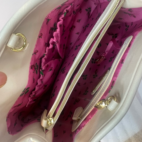 Betsey Johnson Cream Satchel with Gold Heart Accents - Picture 8 of 16